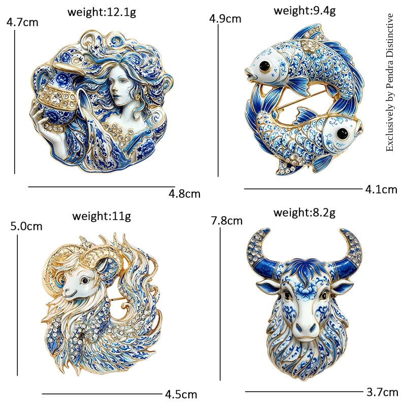 PENDRA Zodiac Porcelain Animal Brooch